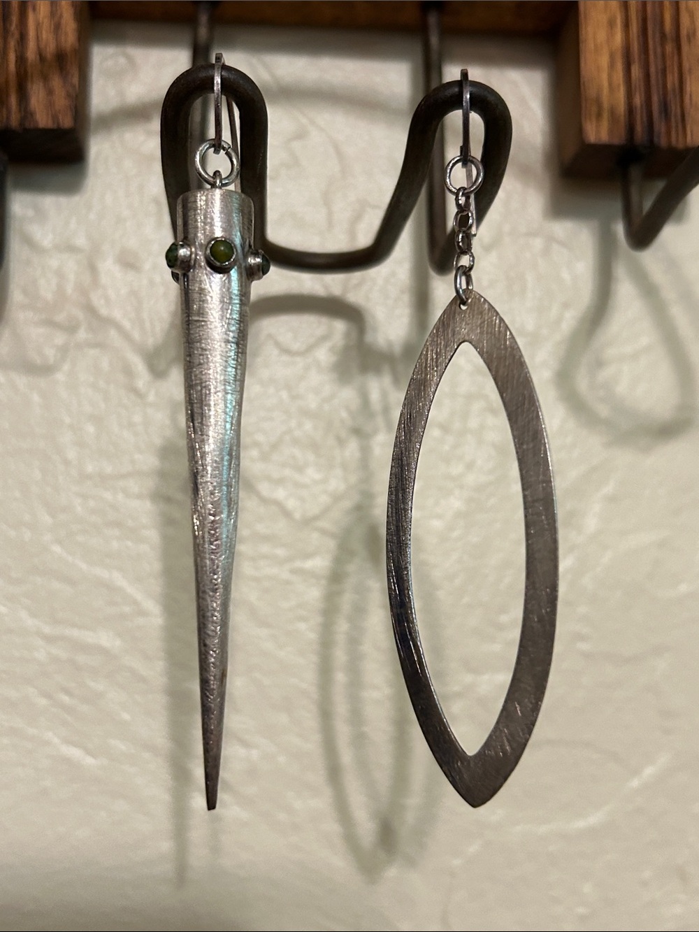 Modern Asymmetric Sterling Silver/Turquoise Earrings